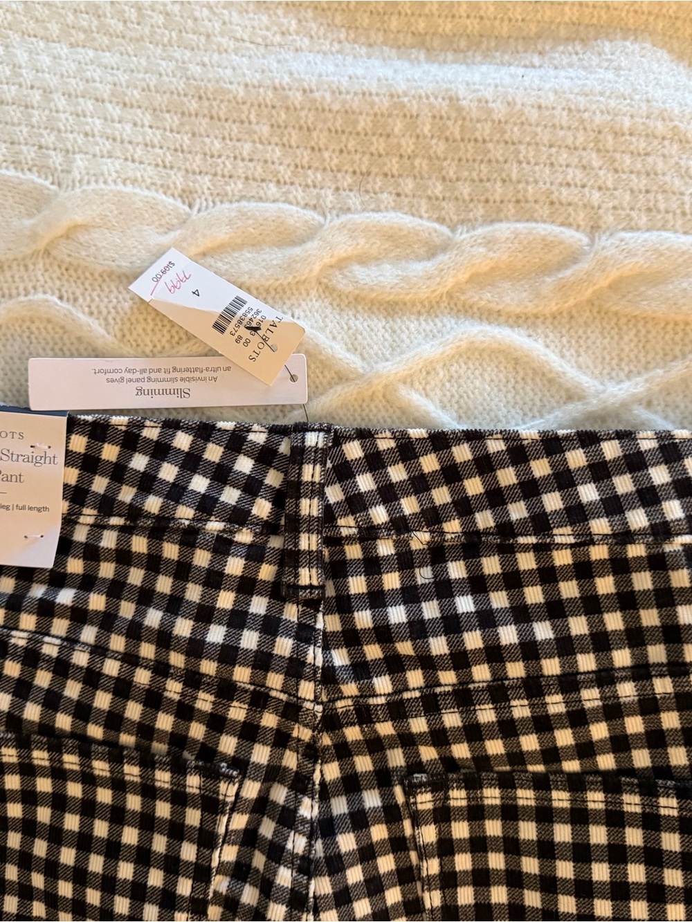 Talbots Black and White corduroy, straight pants - Picture 5 of 11